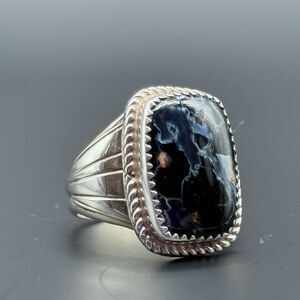 Natural Blue Pietersite - Namibia 925 Silver Ring Jewelry Size 10